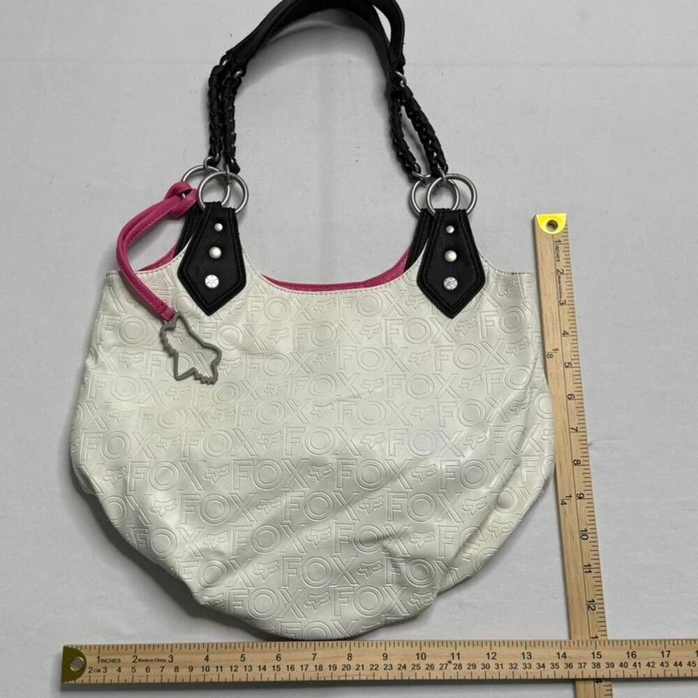 Fox Racing white and pink vintage 2000s leather with fox chain purse Y2K grunge - Picture 5 of 8